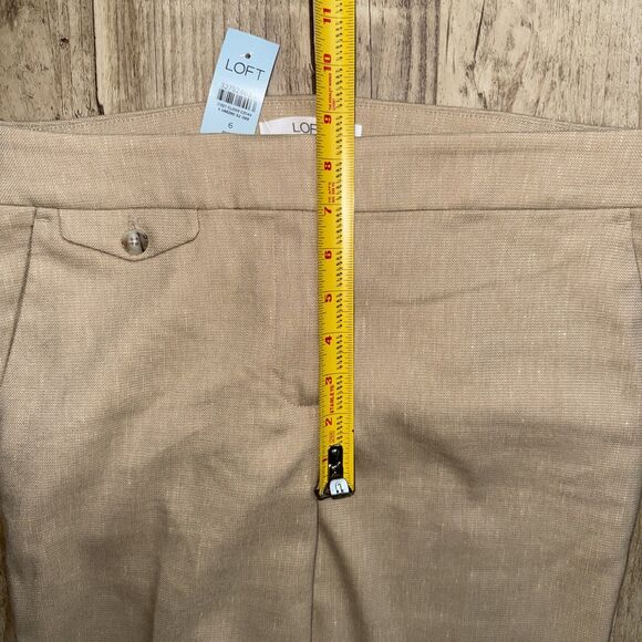 Ann Taylor LOFT Pants Petite 6P NWT Khaki Linen Blend Business Office - Picture 5 of 5